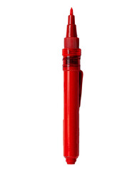 A Red Plastic Cake Decorating Pen Empty Centered