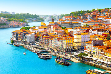 Beautiful view of the city of Porto on a beautiful summer day. Porto, Portugal
