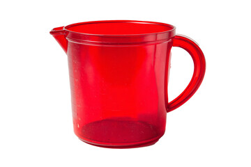 A Red Plastic Measuring Cup 250ml Isolated On