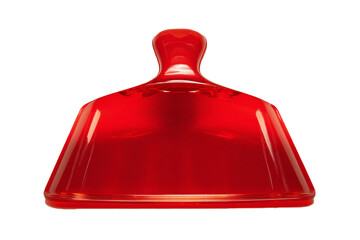 A Red Plastic Pastry Scraper Curved Centered On