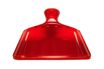 A Red Plastic Pastry Scraper Curved Centered On