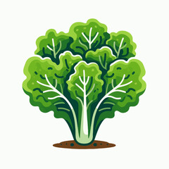 Vibrant graphic depiction of a leafy green vegetable, perhaps a type of  cabbage or bok choy, with a stylized design and color palette.  The image is isolated against a white background.