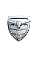 A Silver Metal Car Emblem Centered On A
