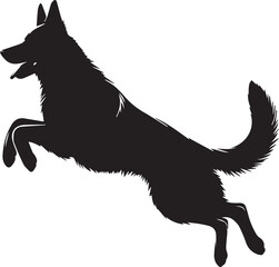 German Shepherd Dog Silhouette Vector | Black and White Illustration	