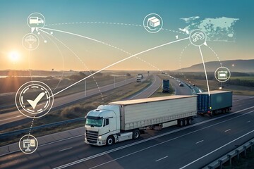Digital logistics and supply chain concept. Transport, Streamlining delivery, Efficient logistics coordination, rigorous quality oversight, and effective supplier interaction.