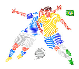 Two football players dominating the ball