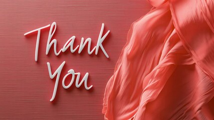 Elegant Thank You on Red Silk – White cursive text set against a rich red textured fabric background, with soft red silk gently blowing to convey graceful appreciation and heartfelt gratitude.