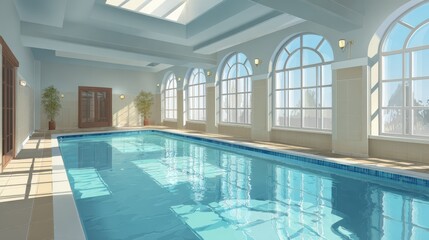 Obraz premium Indoor Swimming Pool Room with Skylight