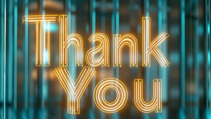 Rotating Neon Thank You Sign – Gold lettering glows against a cool blue background, spinning with energy and elegance to express gratitude and appreciation in a bold, modern style.