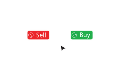 black cursor clicks on red "Sell" and green "Buy" buttons &mdash; ideal for trading, forex, crypto, and finance apps. Transparent background for easy use. Vector file