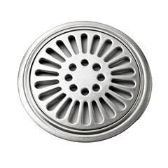 A Silver Plastic Drain Cover Single Centered On