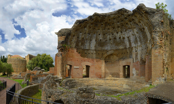 Thermae with Heliocaminus, Villa Adriana (at Tivoli, near Rome) is an exceptional complex of buildings created in the 2nd century A.D. by the Roman emperor Hadrian, Italy