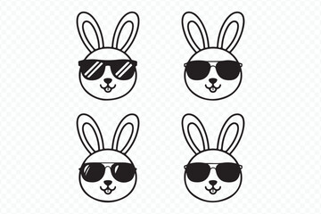 adorable bunny with sunglasses vector illustration for playful kids design and seasonal holiday projects