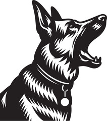 German Shepherd Dog Silhouette Vector | Black and White Illustration	