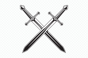 black and white crossed swords vector for historical, combat and medieval projects