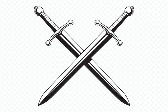 historical vector design featuring crossed swords ideal for medieval and combat themes