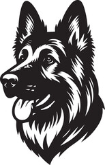 German Shepherd Dog Silhouette Vector | Black and White Illustration	
