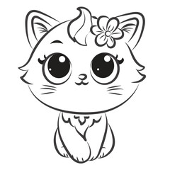Hand drawn cat illustration  for coloring vector cute
