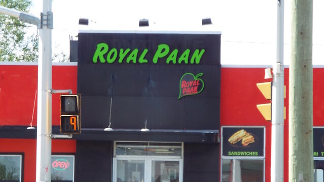 Ottawa, ON, Canada-June 21,2025: The storefront of a business named "Royal Paan" at  943 Baseline Rd.


