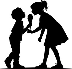 Sister Sharing Ice Cream with Brother - Childhood Joy