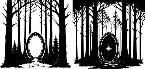 Fantasy Forest Portal - Mysterious Gateway Silhouette