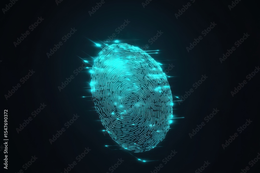 Poster fingerprint scan showcases biometric authentication technology used in secure identification