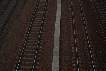 Old railway tracks background, cinematic. A scenic view of an old abandoned railway