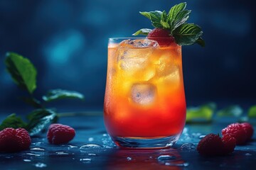 A beautifully crafted hurricane cocktail showcases a vibrant gradient of orange and red
