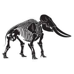 Elegance in ancient form – Mastodon skeleton silhouette paired with bold Mastodon skeleton vector – Mastodon skeleton illustration

