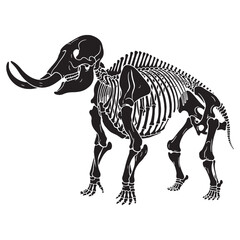A towering Ice Age relic – Mastodon skeleton silhouette in clean Mastodon skeleton vector – Mastodon skeleton illustration

