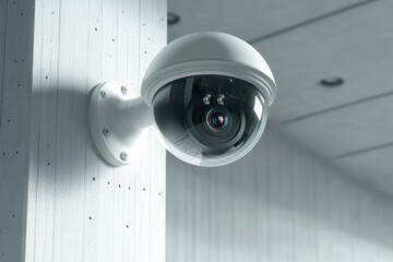 Security camera monitoring detected intrusion in modern indoor environment with clear visibility