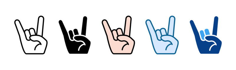 Hand Rock Icon Set Multiple Style Collection
