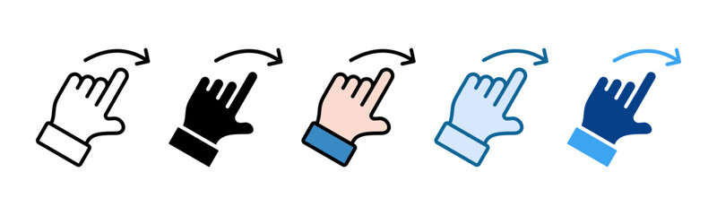 Hand Swipe Right Icon Set Multiple Style Collection
