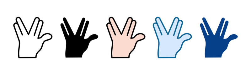 Hand Vulcan Icon Set Multiple Style Collection
