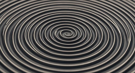 Obraz premium Abstract Metallic Spiral: Concentric Circles of Dark Grey and Silver