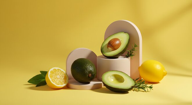 Vibrant Avocados and Lemons A Fresh and Zesty Still Life