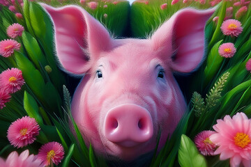 Generated image, rosa Schwein wie Marzipan