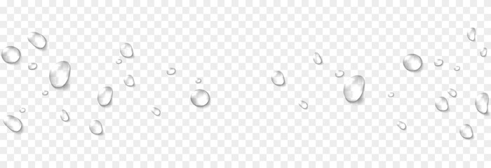 Vector water drops. Drops png, condensation on the window, on the surface. Realistic drops on an isolated transparent background.