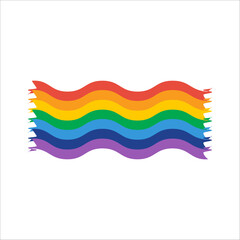 Rainbow and flag symbols in various wave and arch shapes. Colorful vector elements for design, identity, celebration, diversity, equality, decoration.