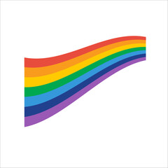 Rainbow and flag symbols in various wave and arch shapes. Colorful vector elements for design, identity, celebration, diversity, equality, decoration.