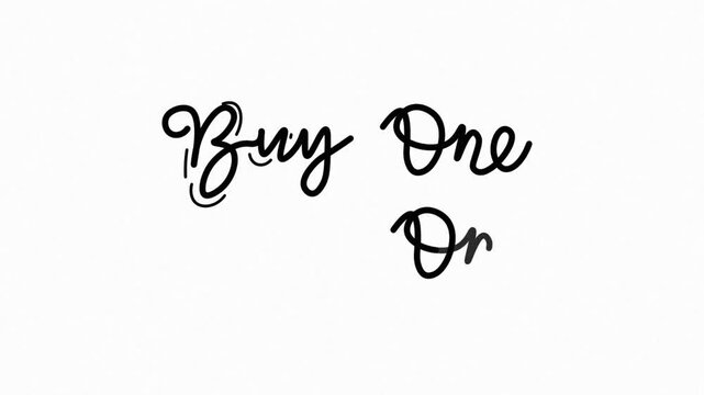 buy one get one One line continuous animated typography intro outro, Hand drawn calligraphy monoline vintage text on background. Calligraphy lettering animation video shop, discount,offers marketing