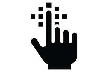 Hand interacting with digital data graphic