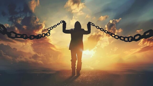 Freedom person broken chains