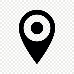 Bold black map pin icon on transparent background. Perfect for apps, navigation systems, GPS tools, web interfaces, UI/UX design. Ideal for developers, designers, and tech projects.
Simple flat vector