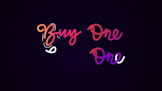 buy one get one One line continuous animated typography intro outro, Hand drawn calligraphy monoline vintage text on background. Calligraphy lettering animation video shop, discount,offers marketing