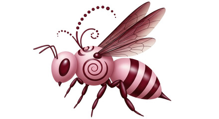 Isolated Pink Cartoon Bee