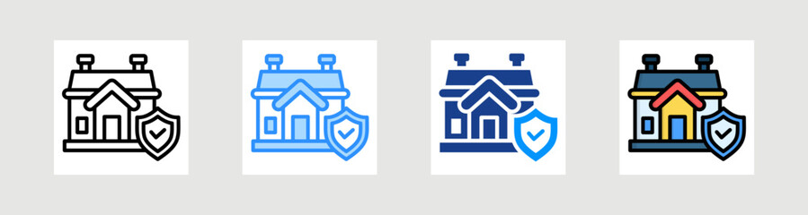 Home Security Icon Collection Set Multiple Style