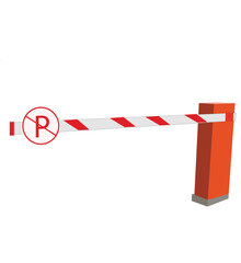 autometic barrier. Universal boom barrier. Closed automatic barrier gate for parking of car.