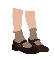 woman wearing loafers.Legs wearing shoes. 