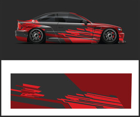 Sporty Red and Gray Car with Custom Graphics and Design Layout